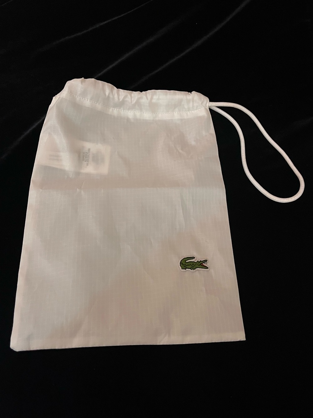 Lacoste White Nylon Drawstring Bag